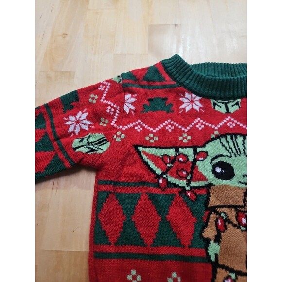 Star Wars Baby Yoda "I Was Cute All Year" Green-Red Christmas Sweater-12 Month's - Picture 11 of 16